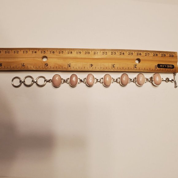 PINK  OPAL  STERLING  SILVER  BRACELET - Picture 10 of 10